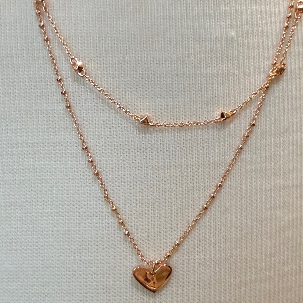 Kendra Scott NWT Rose Gold Ari Heart Layered Necklace - Picture 3 of 5